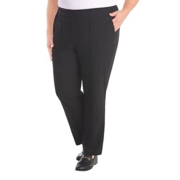 Hilary Radley Women's Ponte Pull-on Mid Rise Slim Leg Pants, Black, S - Picture 4 of 5